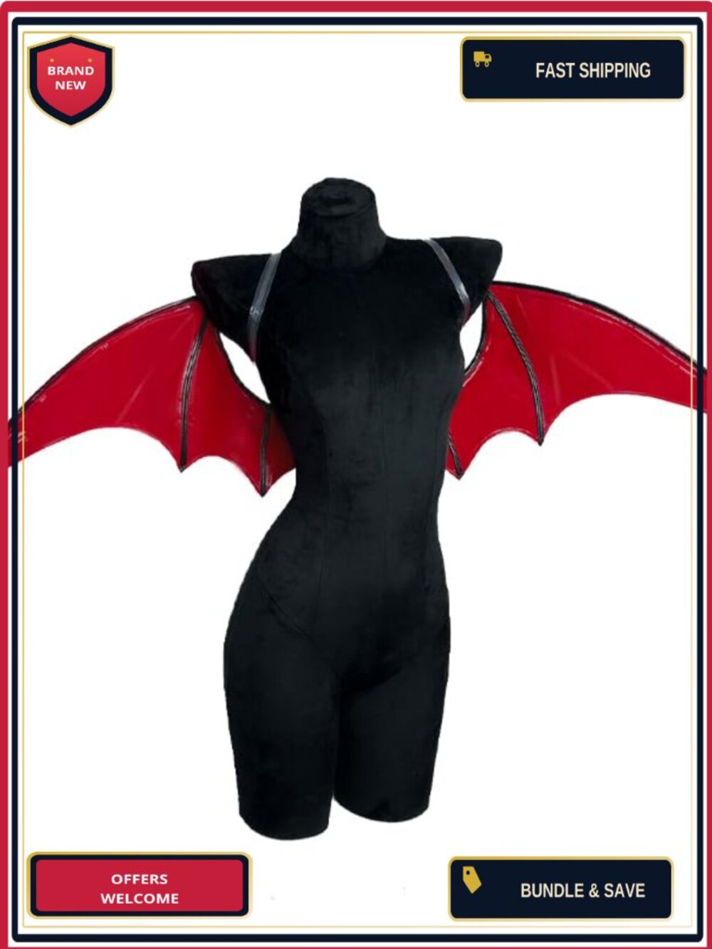 PU Leather Bat Wings Cosplay Accessory Succubus Devil Costume Wings Adjustable